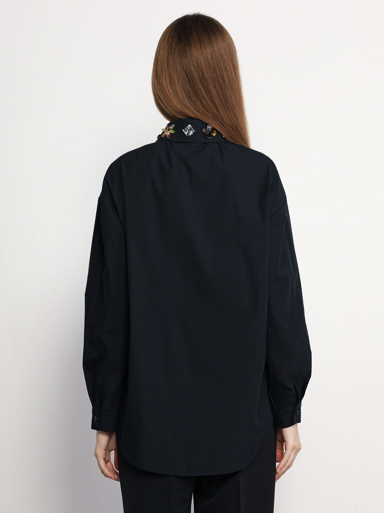 Блуза прямого кроя из смесового хлопка